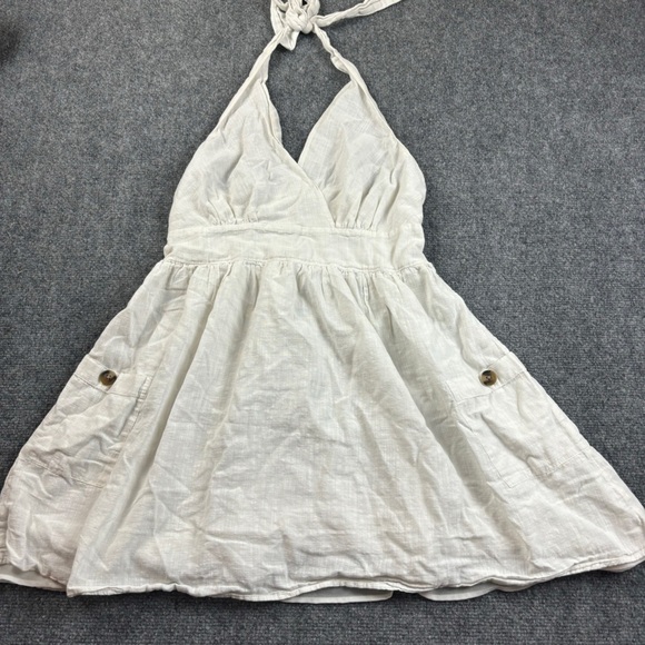 AMERICAN EAGLE Women’s Halter White Midi Summer Dress with Pockets size: Medium - Picture 1 of 10